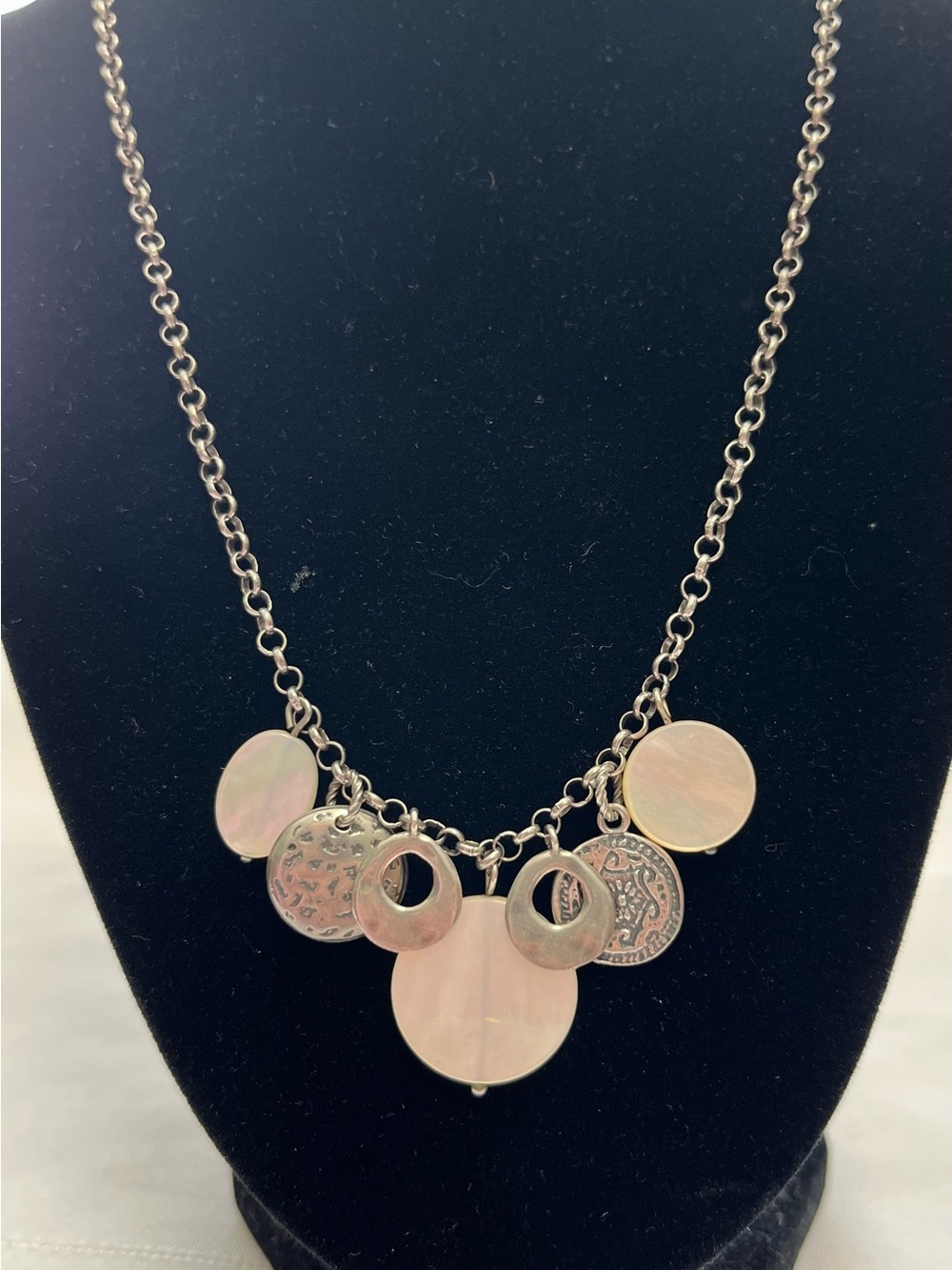 SILPADA Oxidized Sterling Silver Mother Of Pearl Charm Necklace N1830
925